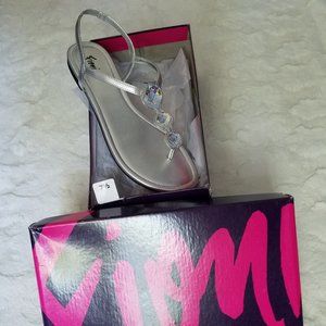 Jeweled Silver slip-on sandles